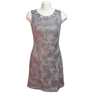 J Howard Shimmery Shimmery Beige Sz 8 (Medium) Sheath Dress Fitted and Jeweled
